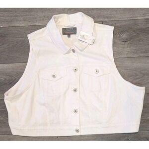 NWT Torrid 4X Cropped Denim Vest White Sleeveless Button Up Capsule Timeless